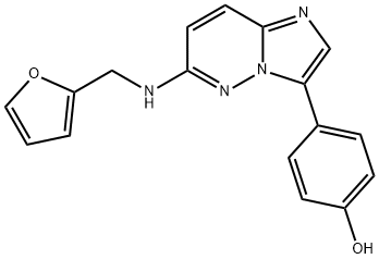 4-[6-[[(呋喃-2-基)甲基]氨基]咪唑并[1,2-B]哒嗪-3-基]苯酚 结构式