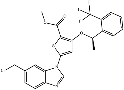 (R)-5-(6-(氯甲基)-1H-苯并[D]咪唑-1-基)-3-(1-(2-(三氟甲基)苯基)乙氧 结构式