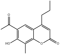 6-乙酰-7-羟基-8-甲基-4-丙基-苯并吡喃-2-酮 结构式