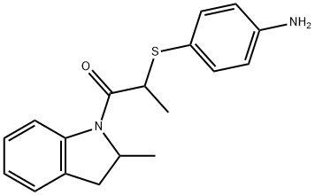 (4-{[1-methyl-2-(2-methyl-2,3-dihydro-1H-indol-1-yl)-2-oxoethyl]thio}phenyl)amine 结构式