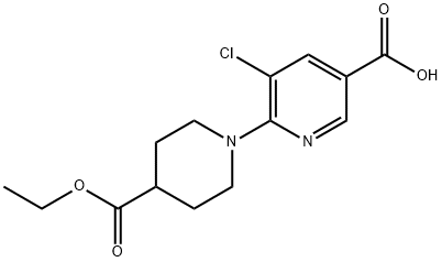 6-(4-(乙氧基羰基)哌啶-1-基)-5-氯吡啶-3-羧酸 结构式