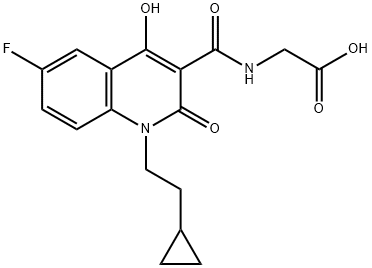 N-[[1-(2-Cyclopropylethyl)-6-fluoro-4-hydroxy-2-oxo-1,2-dihydro-3-quinolinyl]carbonyl]glycine 结构式