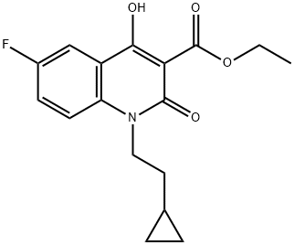 Ethyl 1-(2-Cyclopropylethyl)-6-fluoro-4-hydroxy-2-oxo-1,2-dihydro-3-quinolinecarboxylate 结构式