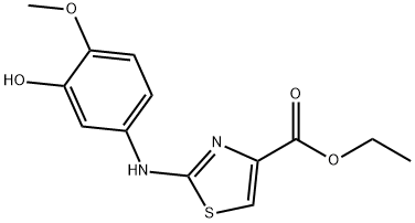 ETHYL 2-(3-HYDROXY-4-METHOXYPHENYLAMINO)THIAZOLE-4-CARBOXYLATE 结构式