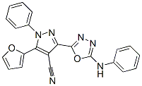 1H-Pyrazole-4-carbonitrile,  5-(2-furanyl)-1-phenyl-3-[5-(phenylamino)-1,3,4-oxadiazol-2-yl]- 结构式