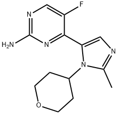 5-氟-4-[2-甲基-1-(四氢-2H-吡喃-4-基)-1H-咪唑-5-基]-2-嘧啶胺 结构式