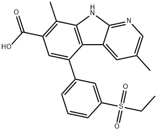 5-(3-(乙基磺酰基)苯基)-4,8-二甲基-9H-吡啶并[2,3-B]吲哚-7-羧酸 结构式