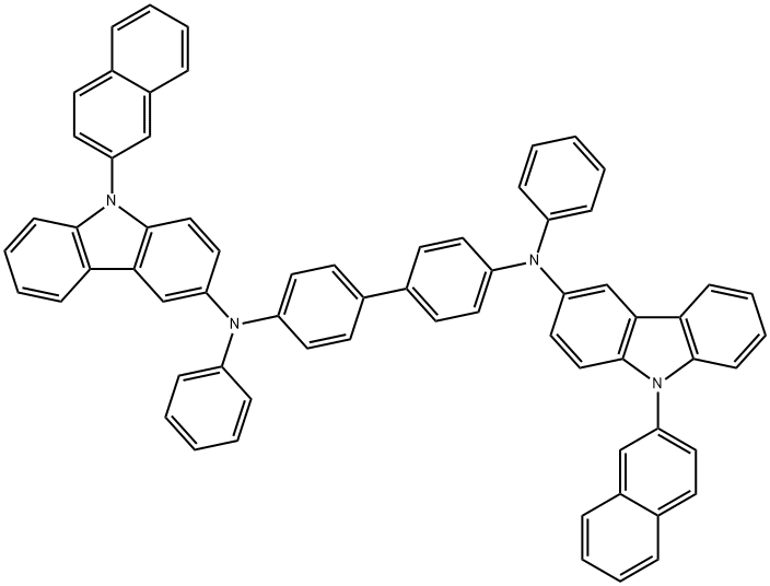 4,4'-双[N-[9-(2-萘基)咔唑-3-基]-N-苯基氨基]-1,1'-联苯 结构式