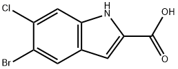 5-溴-6-氯-1H-吲哚-2-羧酸 结构式