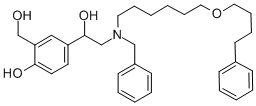 4-(2-(苄基(6-(4-苯基丁氧基)己基)氨基)-1-羟基乙基)-2-(羟甲基)苯酚 结构式