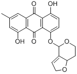 9,10-Anthracenedione, 1,5-dihydroxy-3-methyl-8-((2,6,7,7a-tetrahydro-4 H-furo(3,2-c)pyran-4-yl)oxy)- 结构式