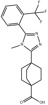 Bicyclo[2.2.2]octane-1-carboxylic acid, 4-[4-Methyl-5-[2-(trifluoroMethyl)phenyl]-4H-1,2,4-triazol-3-yl]- 结构式