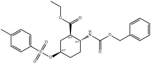 (1R*,2R*,5R*)-2-BENZYLOXYCARBONYLAMINO-5-(TOLUENE-4-SULFONYLOXY)-CYCLOHEXANECARBOXYLIC ACID ETHYL ESTER 结构式