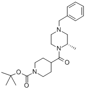 4-(4-Benzyl-2-S-methylpiperazine-1-carbonyl)-piperidine-1-carboxylic acid tert-butyl ester 结构式