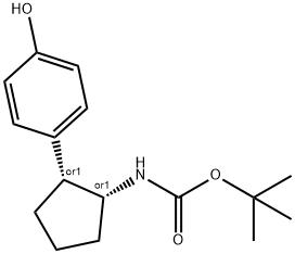 Cis-[2-(4-Hydroxyphenyl)-cyclopentyl]-carbamic acid tert-butyl ester 结构式