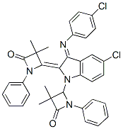 (Z)-4-((E)-5-CHLORO-3-(4-CHLOROPHENYLIMINO)-1-(3,3-DIMETHYL-4-OXO-1-PHENYLAZETIDIN-2-YL)INDOLIN-2-YLIDENE)-3,3-DIMETHYL-1-PHENYLAZETIDIN-2-ONE 结构式