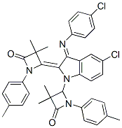 (Z)-4-((E)-5-CHLORO-3-(4-CHLOROPHENYLIMINO)-1-(3,3-DIMETHYL-4-OXO-1-P-TOLYLAZETIDIN-2-YL)INDOLIN-2-YLIDENE)-3,3-DIMETHYL-1-P-TOLYLAZETIDIN-2-ONE 结构式