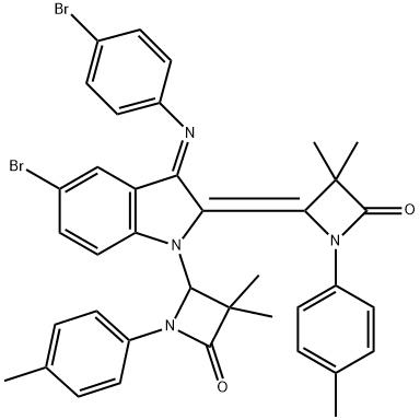 (Z)-4-((E)-5-BROMO-3-(4-BROMOPHENYLIMINO)-1-(3,3-DIMETHYL-4-OXO-1-P-TOLYLAZETIDIN-2-YL)INDOLIN-2-YLIDENE)-3,3-DIMETHYL-1-P-TOLYLAZETIDIN-2-ONE 结构式
