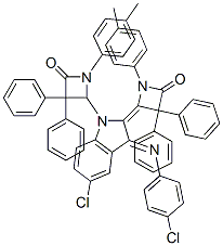 (Z)-4-((E)-5-CHLORO-3-(4-CHLOROPHENYLIMINO)-1-(4-OXO-3,3-DIPHENYL-1-P-TOLYLAZETIDIN-2-YL)INDOLIN-2-YLIDENE)-3,3-DIPHENYL-1-P-TOLYLAZETIDIN-2-ONE 结构式
