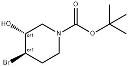 REL-1,1-二甲基乙基(3R,4R)-4-溴-3-羟基-1-哌啶羧酸盐 结构式