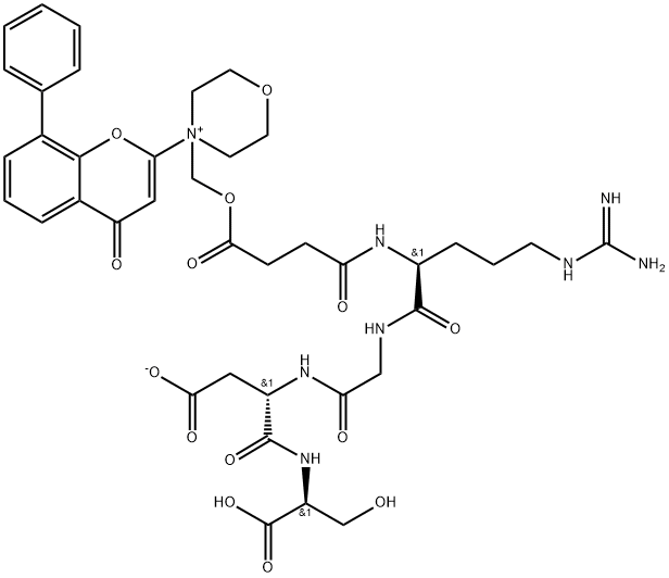 N2-[1,4-二氧代-4-[[4-(4-氧代-8-苯基-4H-1-苯并吡喃-2-基)吗啉-4-基]甲氧基]丁基]-L-精氨酰甘氨酰-L-ALPHA-天冬氨酰-L-丝氨酸内盐 结构式