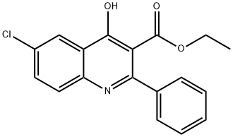 3-Quinolinecarboxylic acid, 6-chloro-4-hydroxy-2-phenyl-, ethyl ester 结构式