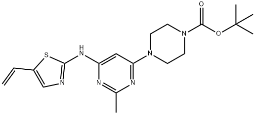 4-(2-甲基-6-((5-乙烯基噻唑-2-基)氨基)嘧啶-4-基)哌嗪-1-羧酸叔丁酯 结构式