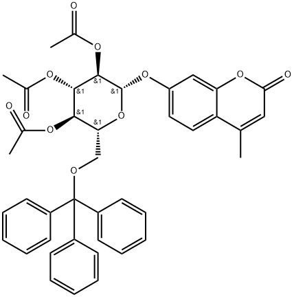 4’-Methylumbelliferyl 2,3,4,-Tri-O-acetyl-6-O-trityl-β-D-glucopyranoside 结构式