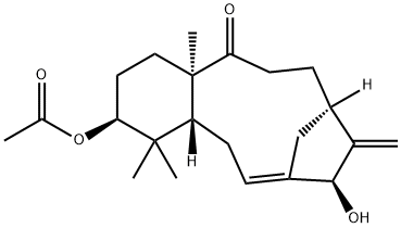 (3S,4aR,6E,8S,10R,13aR)-3-(Acetyloxy)-1,2,3,4,4a,5,8,9,10,11,12,13a-dodecahydro-8-hydroxy-4,4,13a-trimethyl-9-methylene-7,10-methano-13H-benzocycloundecen-13-one 结构式