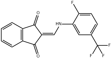 2-((((2-氟-5-(三氟甲基)苯基)亚氨基)甲基)-3-羟基-1H-茚-1-酮 结构式