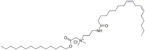 (Z,Z)-(dimethyl)[3-[(1-oxo-9,12-octadecadienyl)amino]propyl][2-oxo-2-(tetradecyloxy)ethyl]ammonium chloride  结构式