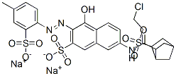disodium 7-[[[6-[(2-chloroethyl)sulphonyl]bicyclo[2.2.1]hept-2-yl]carbonyl]amino]-4-hydroxy-3-[(4-methyl-2-sulphonatophenyl)azo]naphthalene-2-sulphonate 结构式