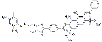 disodium 4-amino-3-[[4-[5-[(2,4-diamino-5-methylphenyl)azo]-1H-benzimidazol-2-yl]phenyl]azo]-5-hydroxy-6-(phenylazo)naphthalene-2,7-disulphonate  结构式