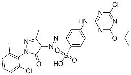 4-[[4-chloro-6-isopropoxy-1,3,5-triazin-2-yl]amino]-2-[[1-(2-chloro-6-methylphenyl)-4,5-dihydro-3-methyl-5-oxo-1H-pyrazol-4-yl]azo]benzenesulphonic acid 结构式