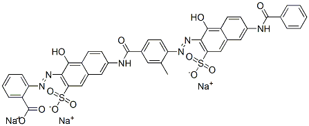 2-[[6-[[4-[[6-(benzoylamino)-1-hydroxy-3-sulpho-2-naphthyl]azo]-3-methylbenzoyl]amino]-1-hydroxy-3-sulpho-2-naphthyl]azo]benzoic acid, sodium salt 结构式