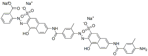 2-[[6-[[4-[[6-[(4-amino-3-methylbenzoyl)amino]-1-hydroxy-3-sulpho-2-naphthyl]azo]-3-methylbenzoyl]amino]-1-hydroxy-3-sulpho-2-naphthyl]azo]benzoic acid, sodium salt 结构式