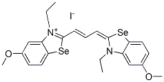 3-ethyl-2-[3-(3-ethyl-5-methoxy-3H-benzoselenazol-2-ylidene)prop-1-enyl]-5-methoxybenzoselenazolium iodide 结构式