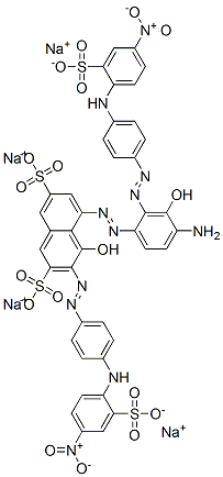 5-[[aminohydroxy[[4-[(4-nitro-2-sulphophenyl)amino]phenyl]azo]phenyl]azo]-4-hydroxy-3-[[4-[(4-nitro-2-sulphophenyl)amino]phenyl]azo]naphthalene-2,7-disulphonic acid, sodium salt 结构式