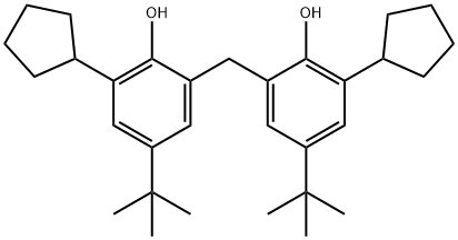 2,2'-methylenebis[4-tert-butyl-6-cyclopentylphenol] 结构式