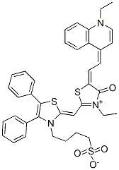 2-[[4,5-diphenyl-3-(4-sulphonatobutyl)thiazol-2(3H)-ylidene]methyl]-3-ethyl-5-[(1-ethylquinolin-4(1H)-ylidene)ethylidene]-4-oxothiazolium  结构式