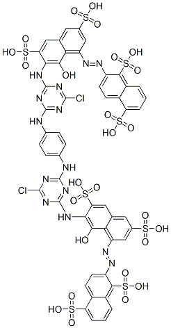 2,2'-[1,4-phenylenebis[imino(6-chloro-1,3,5-triazine-4,2-diyl)imino(8-hydroxy-3,6-disulphonaphthalene-1,7-diyl)azo]]bisnaphthalene-1,5-disulphonic acid 结构式