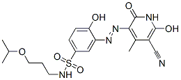 3-[(5-cyano-1,2-dihydro-6-hydroxy-4-methyl-2-oxo-3-pyridyl)azo]-4-hydroxy-N-[3-(1-methylethoxy)propyl]benzenesulphonamide  结构式