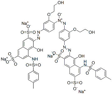 tetrasodium 3,3'-[azoxybis[[3-(2-hydroxyethoxy)-4,1-phenylene]azo]]bis[4-hydroxy-5-[[(p-tolyl)sulphonyl]amino]naphthalene-2,7-disulphonate] 结构式