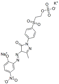 2,4-dihydro-4-[(2-hydroxy-5-nitrophenyl)azo]-5-methyl-2-[4-[[2-(sulphooxy)ethyl]sulphonyl]phenyl]-3H-pyrazol-3-one, potassium sodium salt 结构式