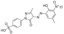 p-[4,5-dihydro-4-[(2-hydroxy-5-methyl-3-nitrophenyl)azo]-3-methyl-5-oxo-1H-pyrazol-1-yl]benzenesulphonic acid  结构式