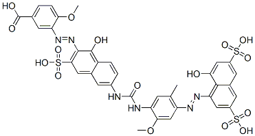 3-[[1-hydroxy-6-[[[[4-[(8-hydroxy-3,6-disulpho-1-naphthyl)azo]-2-methoxy-5-methylphenyl]amino]carbonyl]amino]-3-sulpho-2-naphthyl]azo]-p-anisic acid  结构式