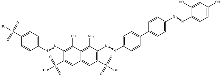 4-amino-3-[[4'-[(2,4-dihydroxyphenyl)azo][1,1'-biphenyl]-4-yl]azo]-5-hydroxy-6-[(4-sulphophenyl)azo]naphthalene-2,7-disulphonic acid 结构式