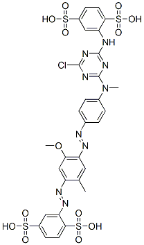 2-[[4-[[4-[[4-chloro-6-[(2,5-disulphophenyl)amino]-1,3,5-triazin-2-yl]methylamino]phenyl]azo]-5-methoxy-2-methylphenyl]azo]benzene-1,4-disulphonic acid 结构式