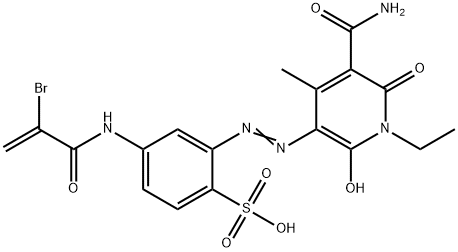 4-[(2-bromoacryloyl)amino]-2-[[5-carbamoyl-1-ethyl-1,6-dihydro-2-hydroxy-4-methyl-6-oxo-3-pyridyl]azo]benzenesulphonic acid 结构式