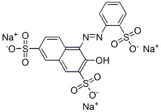 trisodium 3-hydroxy-4-[(2-sulphonatophenyl)azo]naphthalene-2,7-disulphonate 结构式